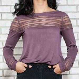 Free People Roxie Long Sleeve Tee Washed Purple - XS